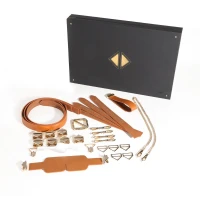БДСМ-набір LOCKINK Bondage &amp; Restraint Set, коричневий, натуральна шкіра, фіксатори, маска, кляп — Переглянути зображення 1