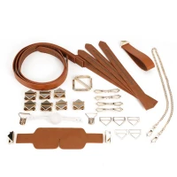 БДСМ-набір LOCKINK Bondage &amp; Restraint Set, коричневий, натуральна шкіра, фіксатори, маска, кляп — Переглянути зображення 2