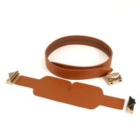 БДСМ-набір LOCKINK Bondage &amp; Restraint Set, коричневий, натуральна шкіра, фіксатори, маска, кляп — Переглянути зображення 3
