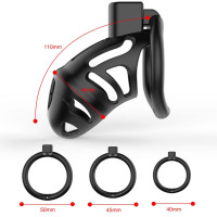 Клітка для пеніса LOCKINK SEVANDA Naja-Cobra Chastity Cage, чорна, 3 кільця різних розмірів