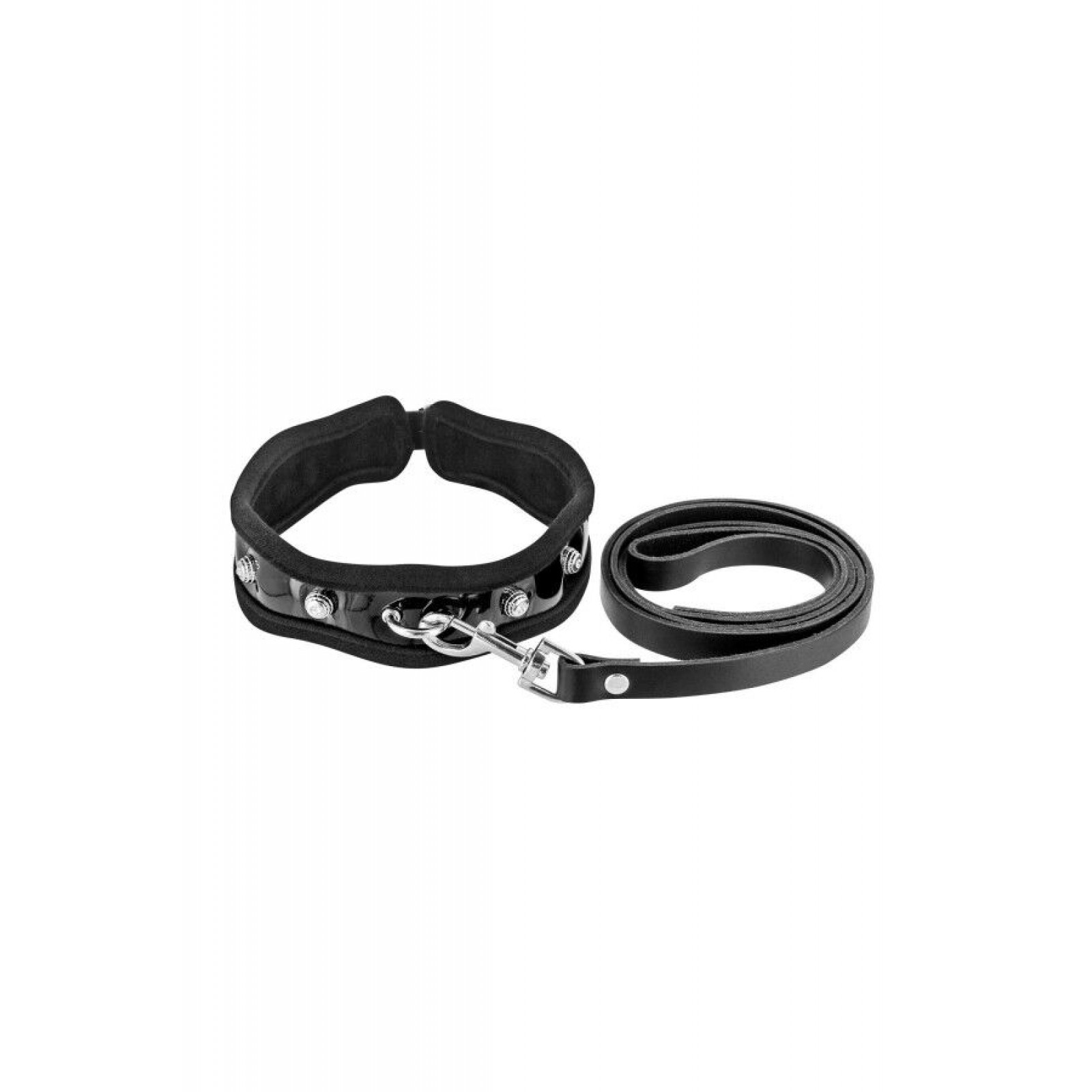Повідець з натуральної шкіри Fetish Tentation Premium Patent leather chocker and leash