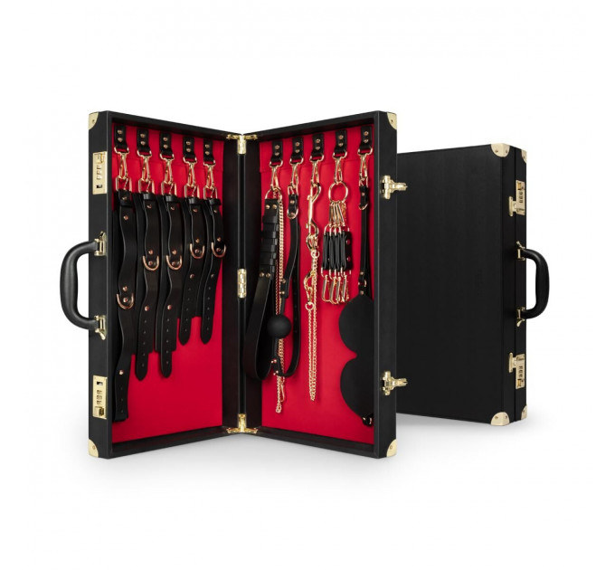 Набір для BDSM Bedroom Fantasies: Bondage Suitcase 13 Pcs - Cow Leather