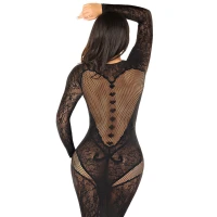Сукня з довгим рукавом Leg Avenue Lace and Net Bodycon Gown One Size, Black — Переглянути зображення 6
