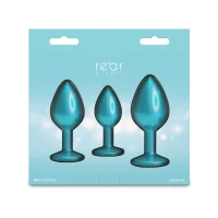 Набір анальних пробок NS Novelties Rear Assets - Trainer Kit - Iridescent Teal - Teal Gem — Переглянути зображення 4