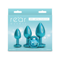 Набір анальних пробок NS Novelties Rear Assets - Trainer Kit - Iridescent Teal - Teal Gem — Переглянути зображення 3