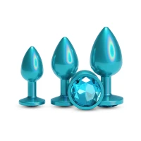 Набір анальних пробок NS Novelties Rear Assets - Trainer Kit - Iridescent Teal - Teal Gem — Переглянути зображення 1