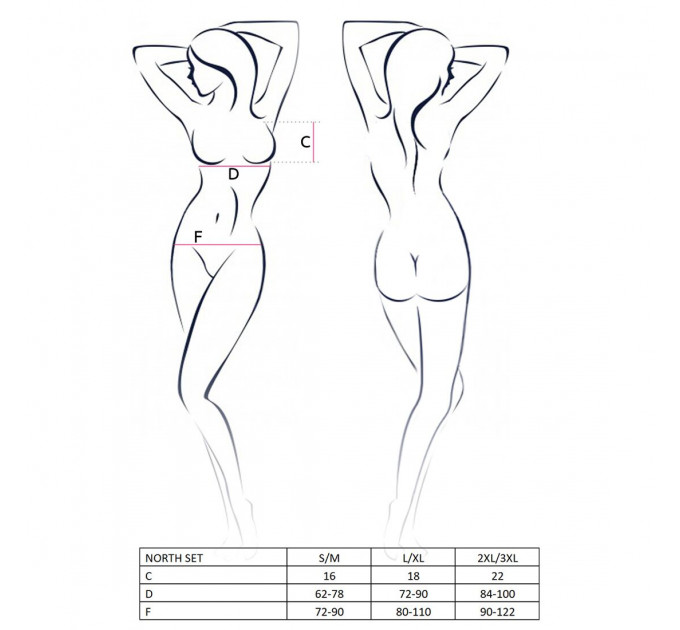 Комплект білизни Passion Exclusive NORTH SET S/M, black, ліф и трусики з елементами під латекс