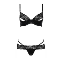 Комплект білизни Passion Exclusive NORTH SET S/M, black, ліф и трусики з елементами під латекс — Переглянути зображення 5