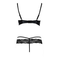 Комплект белья Passion Exclusive NORTH SET S/M, black, лиф и трусики с элементами под латекс