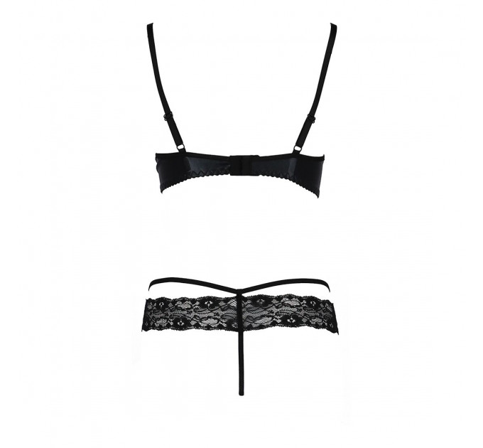 Комплект білизни Passion Exclusive NORTH SET S/M, black, ліф и трусики з елементами під латекс