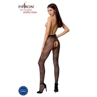 Еротичні колготки-бодістокінг Passion S010 black, з доступом, геометричний малюнок — Переглянути зображення 4