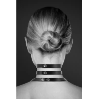 Чокер потрійний з кільцем для повідця Bijoux Pour Toi - FETISH, екошкіра — Переглянути зображення 2