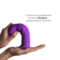 Двошаровий ділдо з вібрацією Adrien Lastic Hitsens 3 Purple, відмінно для страпона, діаметр 4 см, до — Переглянути зображення 3