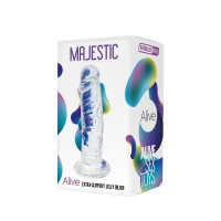 Прозрачный фаллоимитатор Alive Jelly Dildo Majestic, TPE, присоска, диаметр 3,7 см, длина 14,7 см