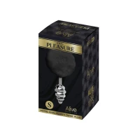 Металева анальна пробка Кролячий хвостик Alive Fluffy Twist Plug S Black, діаметр 2,9 см — Переглянути зображення 3