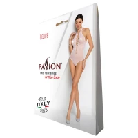 Бодістокінг з декольте Passion BS088 white, імітація корсетної шнурівки — Переглянути зображення 6