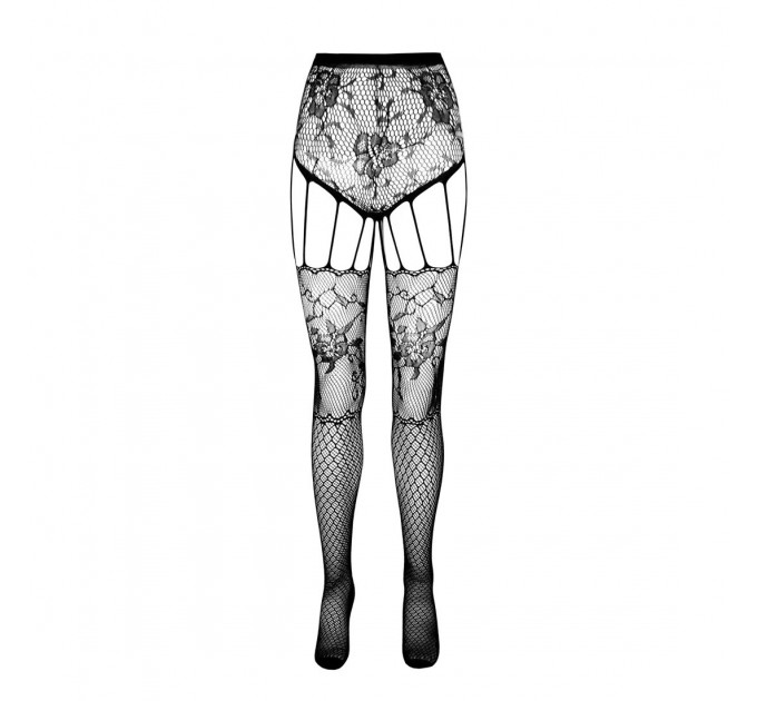 Еротичні колготки-бодістокінг Passion ECO S004 red, закриті трусики, декор, підв’язки