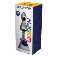 Металева анальна пробка Wooomy Lollypop Double Ball Metal Plug Blue M діаметр 3,1 см, довжина 9,4 см — Переглянути зображення 4