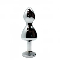 Металева анальна пробка Wooomy Lollypop Double Ball Metal Plug Blue M діаметр 3,1 см, довжина 9,4 см — Переглянути зображення 2