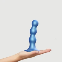 Насадка для страпона Strap-On-Me Dildo Plug Balls Blue Metallic M — Переглянути зображення 3