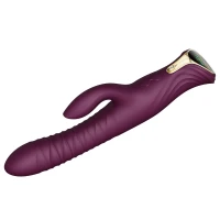 Пульсатор-кролик з вібрацією Zalo Mose Velvet Purple, нагрівання до 42°, кристал Swarovski — Просмотреть изображение 1