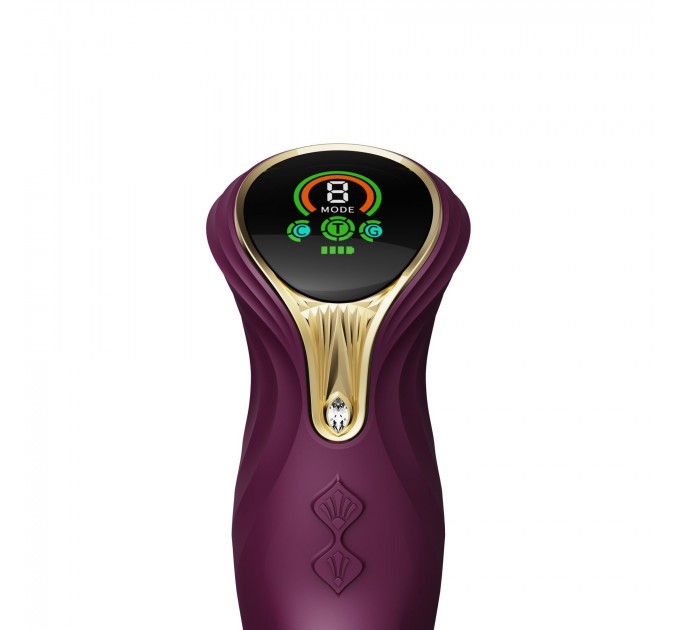 Пульсатор-кролик з вібрацією Zalo Mose Velvet Purple, нагрівання до 42°, кристал Swarovski