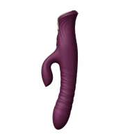 Пульсатор-кролик з вібрацією Zalo Mose Velvet Purple, нагрівання до 42°, кристал Swarovski — Просмотреть изображение 3