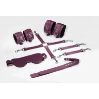 Набір Feral Feelings BDSM Kit 5 Burgundy, наручники, поножі, хрестовина, маска, падл — Переглянути зображення 1