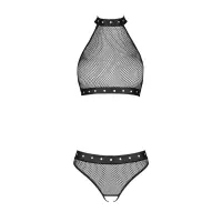 Білизна з відкритим доступом Passion MOONLIGHT SET L/XL black топ, стрінги — Переглянути зображення 3