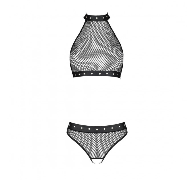 Білизна з відкритим доступом Passion MOONLIGHT SET L/XL black топ, стрінги