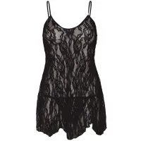 Сорочка бебі-дол Leg Avenue Rose Lace Flair Chemise Black, Queen Size — Просмотреть изображение 2