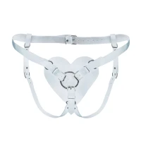 Трусики Серце для страпону з натуральної шкіри Feral Feelings - Hearts Strap-on Belt White — Просмотреть изображение 1