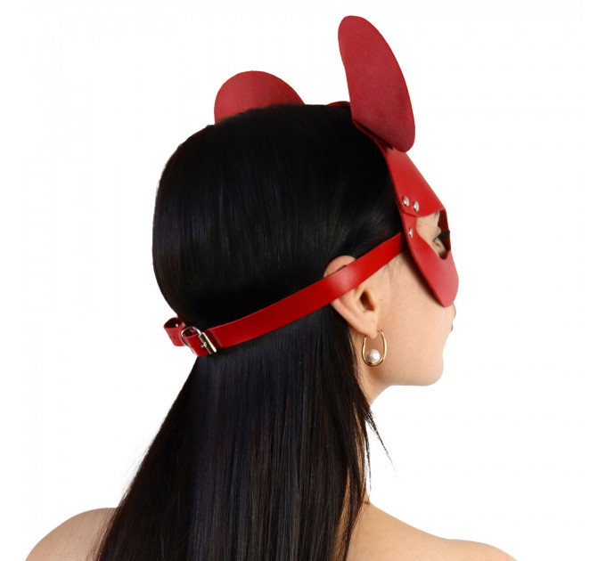 Шкіряна маска мишки Art of Sex - Mouse Mask, колір Червоний