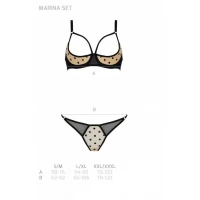 Еротичний комплект Passion MARINA SET WITH OPEN BRA, XXL/XXXL, beige, відкриті чашки — Переглянути зображення 8