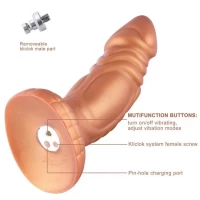 Фалоімітатор з вібрацією Hismith Slightly Curved Vibrating Silicone Dildo Monster Series, KlicLok — Просмотреть изображение 3