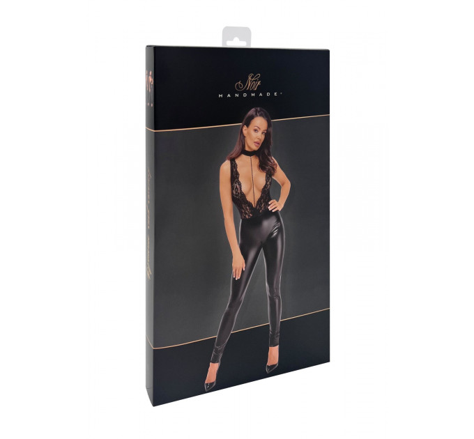 Комбінезон Noir Handmade F298 Libido, 3XL, під латекс, мереживний верх, чокер, знімне намисто, доступ