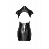 Платье Noir Handmade F309 Fantasy, S, black, мини, под латекс, короткий рукав, шнуровка сзади