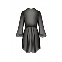 Пеньюар Passion AMBERLY PEIGNOIR black, L/XL, пояс у комплекті