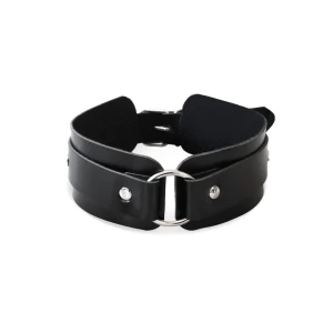 БДСМ-ошейник с кольцом Art of Sex - Martina Collar with ring, натуральная кожа, цвет черный