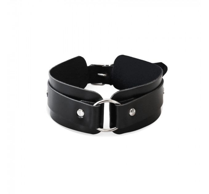 БДСМ-нашийник з кільцем Art of Sex - Martina Collar with ring, натуральна шкіра,  колір чорний