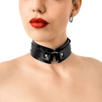 БДСМ-нашийник з кільцем Art of Sex - Martina Collar with ring, натуральна шкіра,  колір чорний — Просмотреть изображение 1