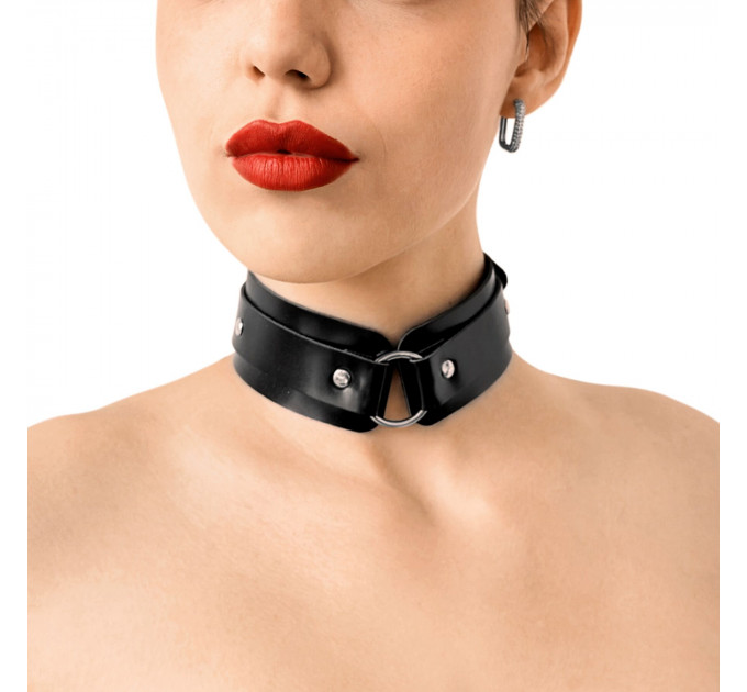 БДСМ-нашийник з кільцем Art of Sex - Martina Collar with ring, натуральна шкіра,  колір чорний