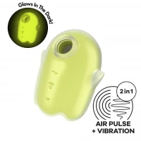 Вакуумний кліторальний стимулятор з вібрацією Satisfyer Glowing Ghost Yellow, світиться в темряві — Переглянути зображення 1