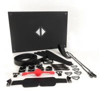 БДСМ-набір LOCKINK Bondage &amp; Restraint Set, чорний, натуральна шкіра, фіксатори, маска, кляп — Переглянути зображення 1