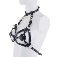 Портупея на грудь LOCKINK SEVANDA Queen Chest Harness with Removable Bra, чорна, зі знімними пестис — Переглянути зображення 2