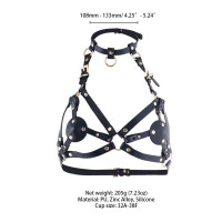 Портупея на грудь LOCKINK SEVANDA Queen Chest Harness with Removable Bra, чорна, зі знімними пестис — Переглянути зображення 7