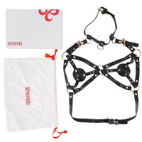 Портупея на грудь LOCKINK SEVANDA Queen Chest Harness with Removable Bra, чорна, зі знімними пестис — Переглянути зображення 8