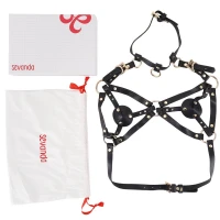 Портупея на грудь LOCKINK SEVANDA Queen Chest Harness with Removable Bra, чорна, зі знімними пестис — Переглянути зображення 8