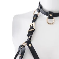 Портупея на грудь LOCKINK SEVANDA Queen Chest Harness with Removable Bra, чорна, зі знімними пестис — Переглянути зображення 4