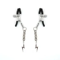 Затискачі для сосків Liebe Seele Lightning Nipple Clamps Silver, підвіска-блискавка — Просмотреть изображение 1